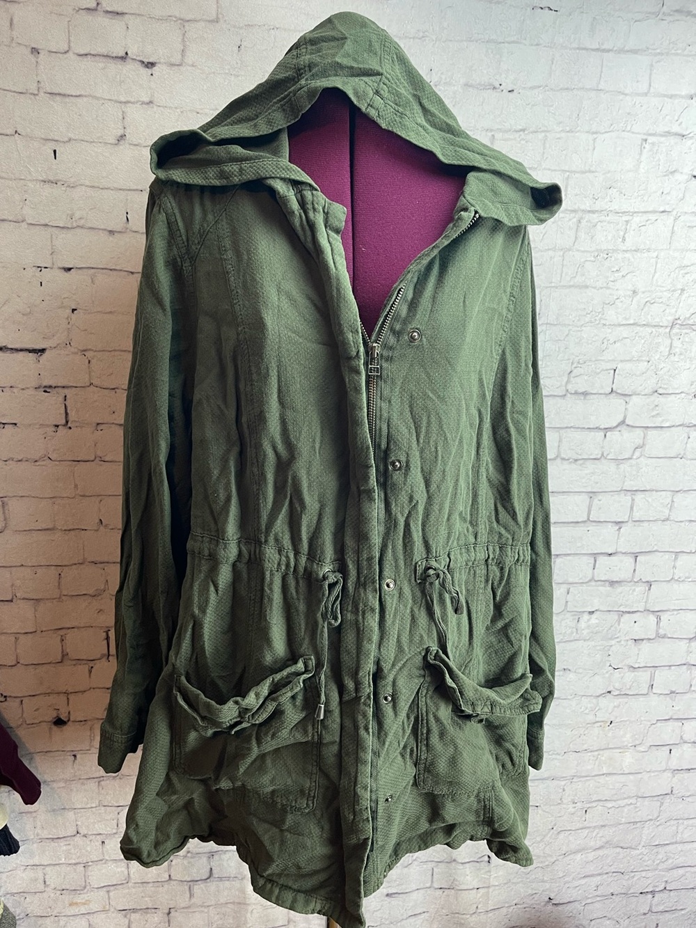 Torrid size 3 army green hooded utility jacket